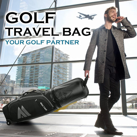 MOCTOUR Golf Travel Bags for Airlines with Wheels & ABS Hard Case Top, Lightweight, Waterproof 1680D Oxford Fabric & Oversize Tank Wheels