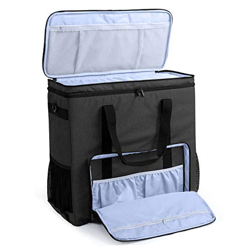 CURMIO Double-Layer Carrying Case for Computer Tower, Desktop Computer Travel Storage Tote Bag for PC Chassis, Keyboard, Cable and Mouse, Headphone, Bag Only, Black