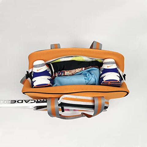 Tennis Tote Bag, Tennis Racket Shoulder Bag for racquet with a head size between 80 and 100 sq. inches, Large Pickleball Tote Bag with Zipper & Shoulder Strap for Badminton Racquet, Sport Tote for Women Men (Orange)