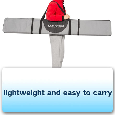 SOGUKOER Ski Bag Padded Snowboard Bag Water-Resistant with Compression Straps Durable Ski Travel Bag with Pocket Adjustable Length for Snow Air Travel Transport for Unisex