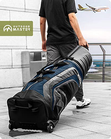 OutdoorMaster Golf Travel Bags for Airlines with Wheels and Hard Case Top, Protect Your Clubs, Lightweight and Easy to Maneuver, Blue