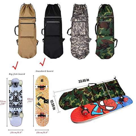 WLGD Skateboard Bag for Men and Boys, Foldable WaterProof Skateboard Backpack with Adjustable Shoulder Straps Portable Skateboard Cover Case