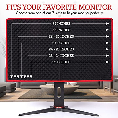 Jubmach Premium Gaming Monitor Cover | 27 Inch | Dust, Water & Cat Resistant Red & Black Monitor Covers for Desktops Gaming PC Computer Monitor Dust Cover Decor Size 27”
