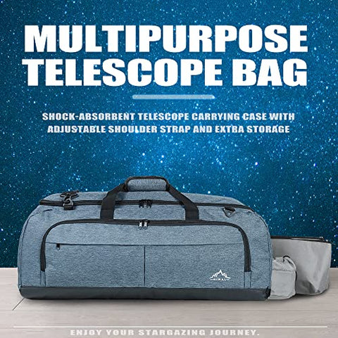 GoHimal Shock-Absorbent Telescope Bag–Multipurpose Telescope Carrying Case with Adjustable Shoulder Strap and Storage & Carrying Case for Tripod and Accessories for Celestron Telescope （40inches）