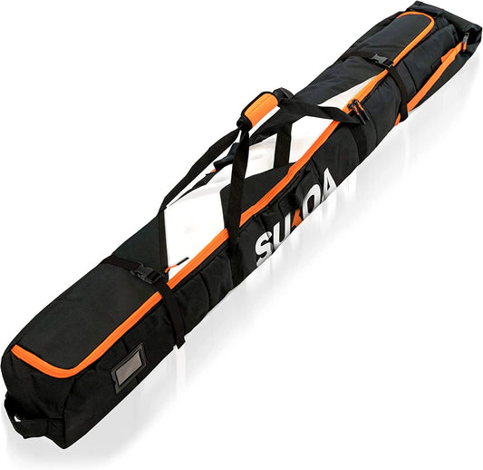 Premium Padded Ski Bag for Air Travel - Single Ski Carry Bags for Cross Country, Downhill, Ski Clothes, Snow Gear, Poles and Accessories for Ski Carrier Travel Luggage Case - for Men and Women