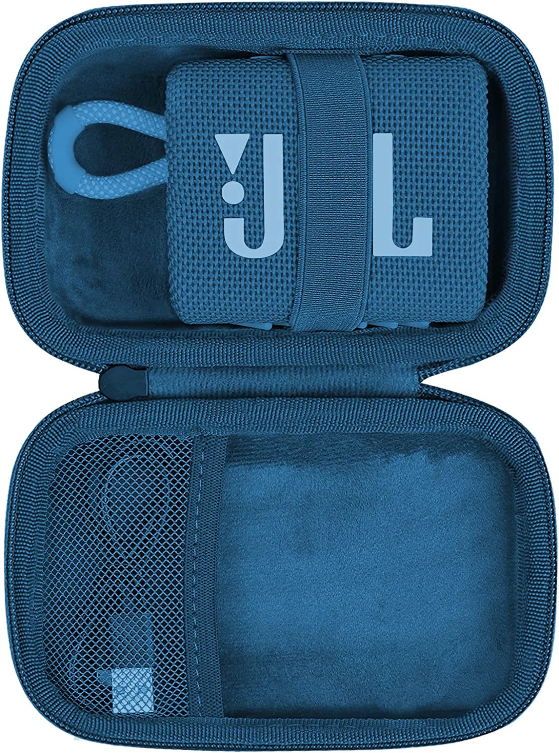 Hard Carrying Case Replacement for JBL GO3 GO 3 Portable Speaker (Black Case + inside Blue)