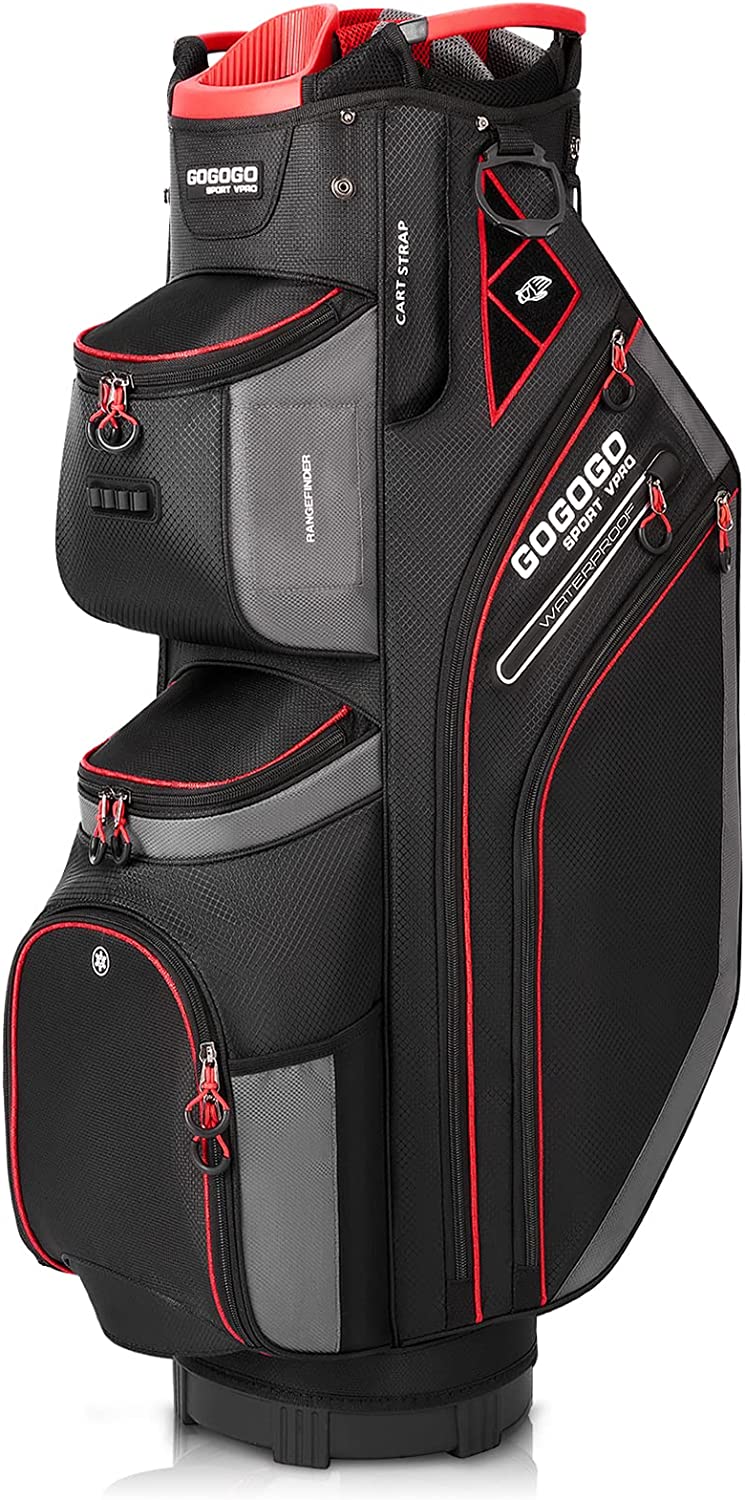 Gogogo Sport Vpro Golf Cart Bag, 14 Way Top Full Length Divider, Golf Club Bag with Cooler, Rainhood, 11 Pockets