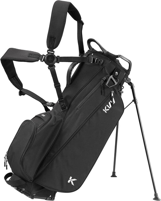 Lightweight Golf Stand Bag with 7 Way Full-Length Dividers, 5 Zippered Pockets, Adjustable Dual Straps, Black