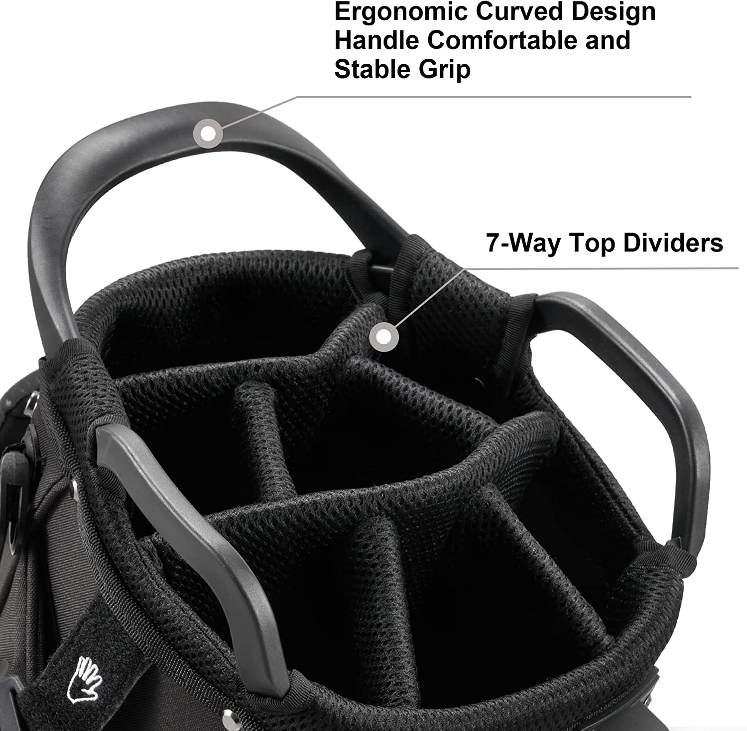 Lightweight Golf Stand Bag with 7 Way Full-Length Dividers, 5 Zippered Pockets, Adjustable Dual Straps, Black