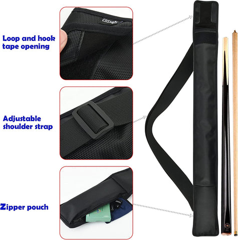 Carrying Case Bag for 1/2 Billiard Pool Cue Stick (Holds 1 Butt / 1 Shaft)