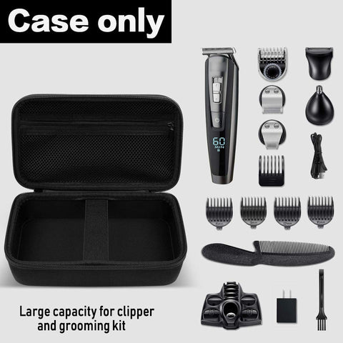 Case for Hatteker Hair Clipper Cordless, Beard Trimmer Organizer Storage for Men Hair Cutting Kit Precision Shaver, with Inner Net Bag for Grooming Kit.(Case Only)
