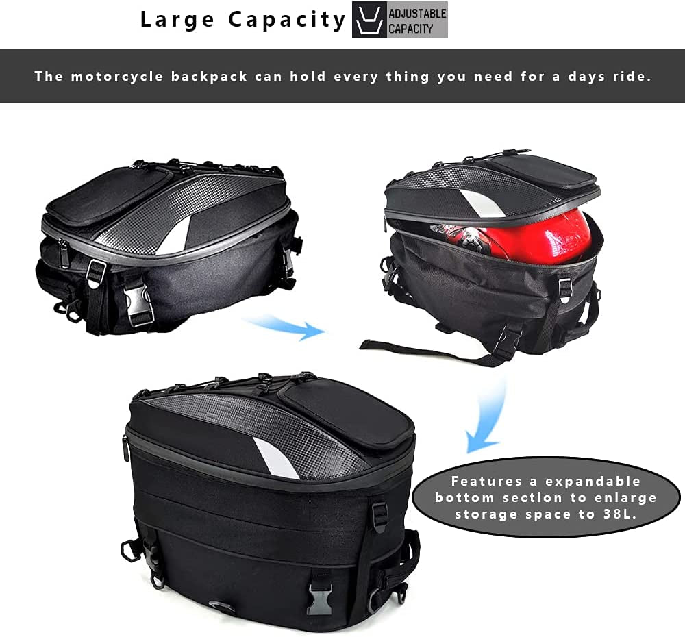 Motorcycle Helmet Bag Seat Bag Tail Bag Waterproof Luggage Bags Motorbike Helmet Bag Storage Bags Gray