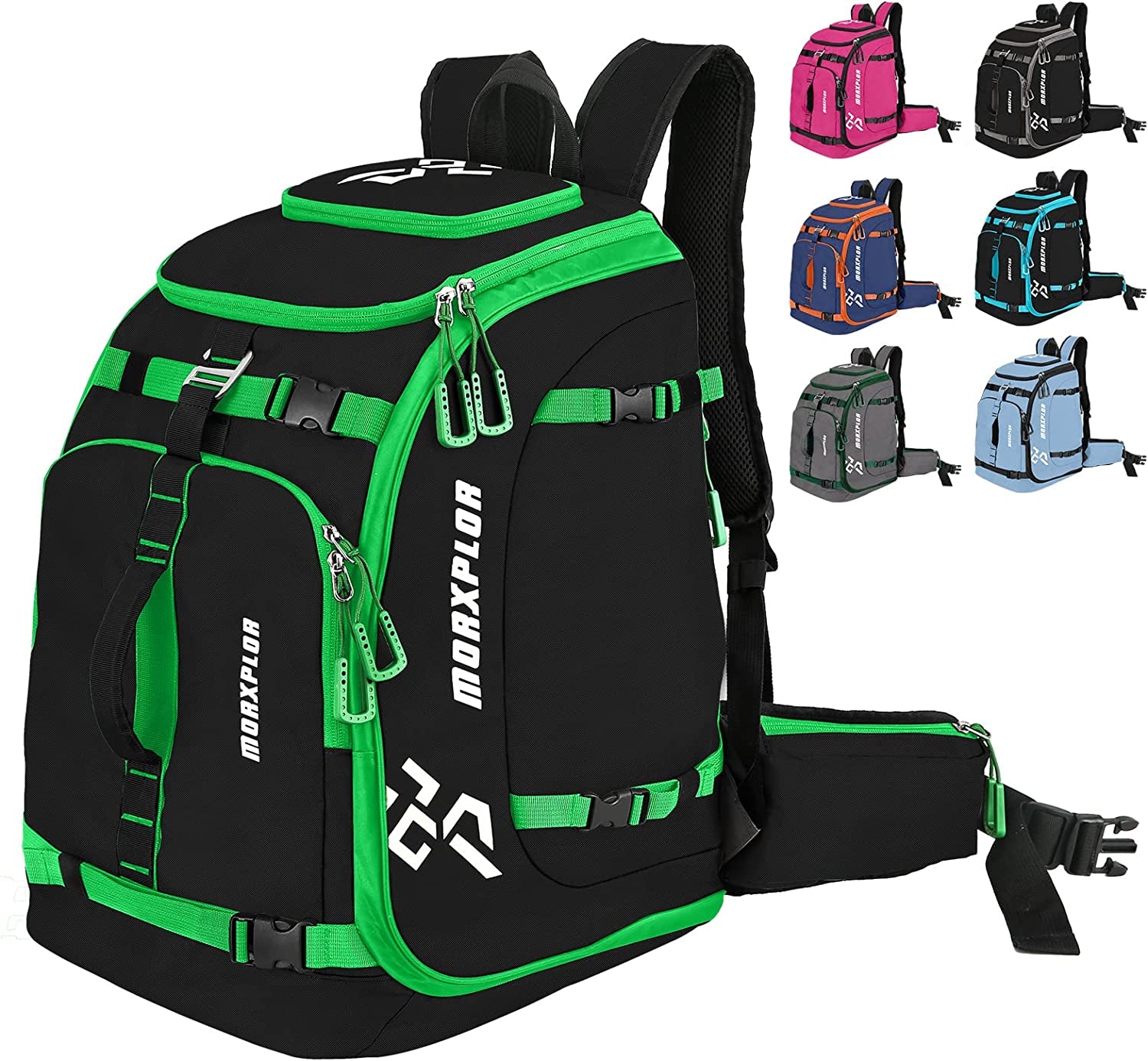 MORXPLOR Ski Boot Bag Backpack, 60L Padded Ski Gear Bag & Snowboard Boot Bag,Large Capacity Waterproof Ski Travel Bag & Ski Boot Travel Backpack for Helmet,Goggles,Gloves,Skis,Snowboard Gear