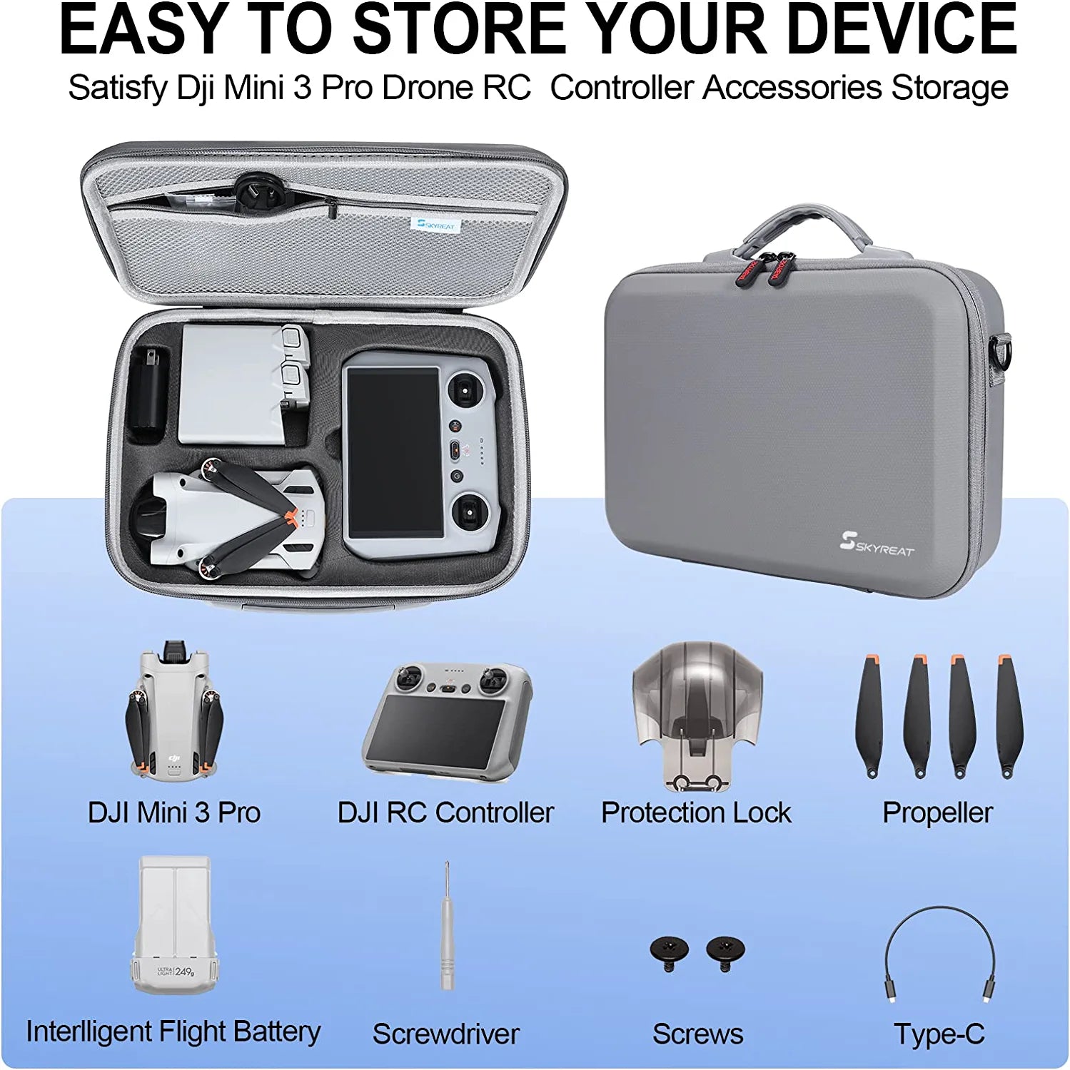 Portable PU Leather Storage Case for Mini 3 Pro RC, Shoulder Bag for DJI Mini 3 Pro RC Accessories