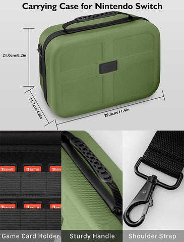 Portable Full Protection Hard Shell Switch Case for Nintendo Switch/Switch OLED Model, Soft Lining and  Accessories 
