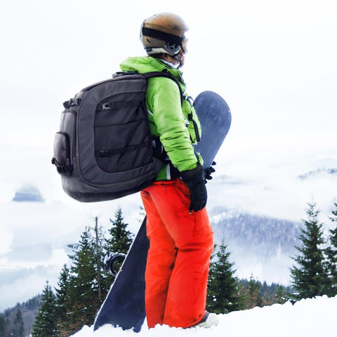 Outdoormaster Boot Bag, 65L Waterproof Ski Snowboard Boots Air Cushion Shoulder Pad Skiing Gear Bag Travel Backpack for Ski Helmets, Goggles&Accessories Men&Women