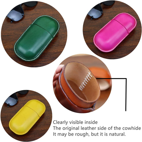 Fanyixuan Leather Glasses Case Cowhide Vintage Men and Women Nearsighted Glasses Sunglasses Travel Anti-Crush Storage Box