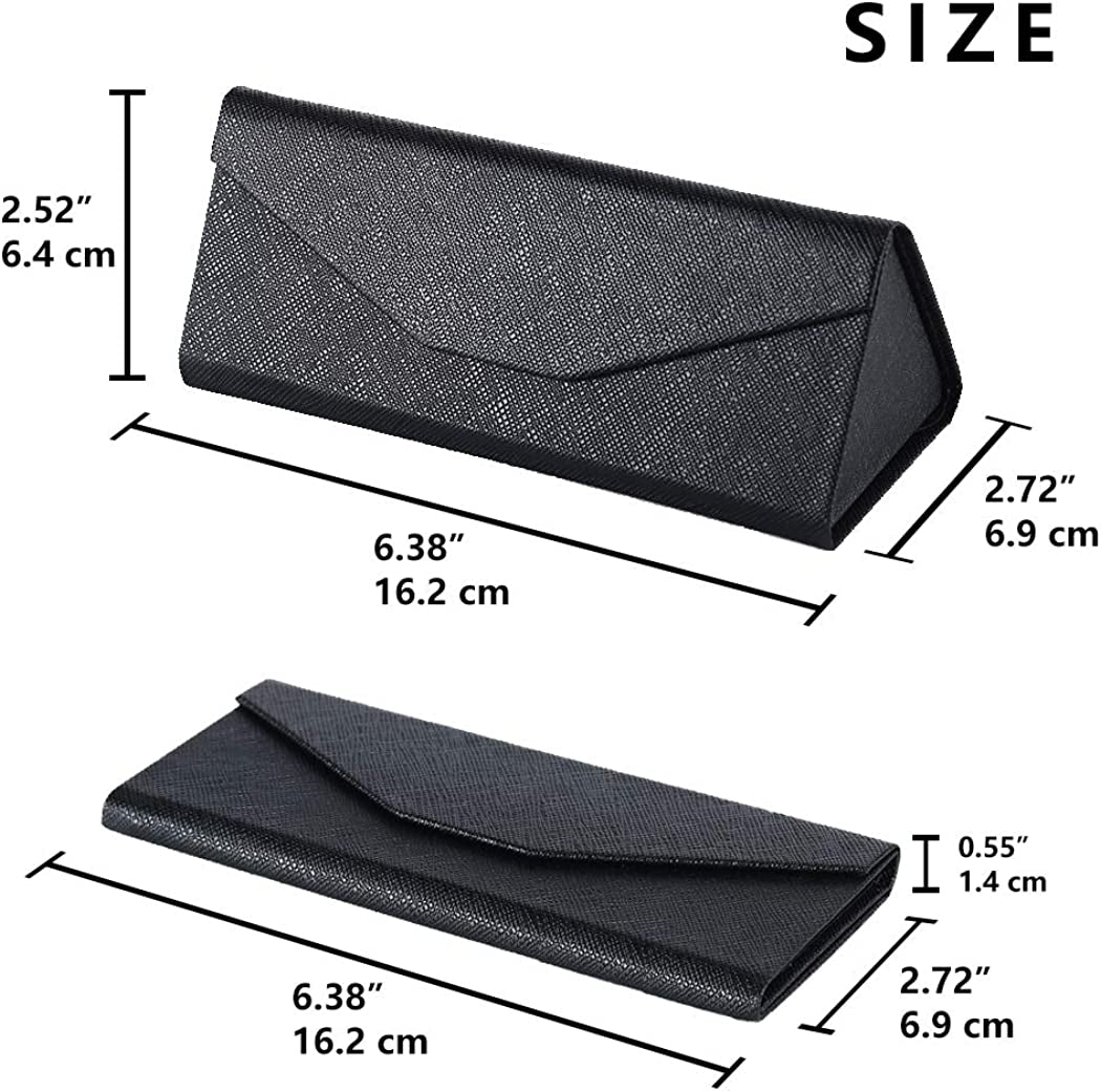 Igeyzoe Glasses Cases, Eyeglasses Case Hard Shell for Men Women, PU Folding Glasses Sunglasses Case Portable with Clean Cloth