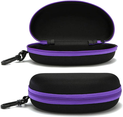 Sunglasses Case,(3 Pack) Portable Travel Zipper Eyeglasses Frame Glasses Case Hook for Mens and Womens