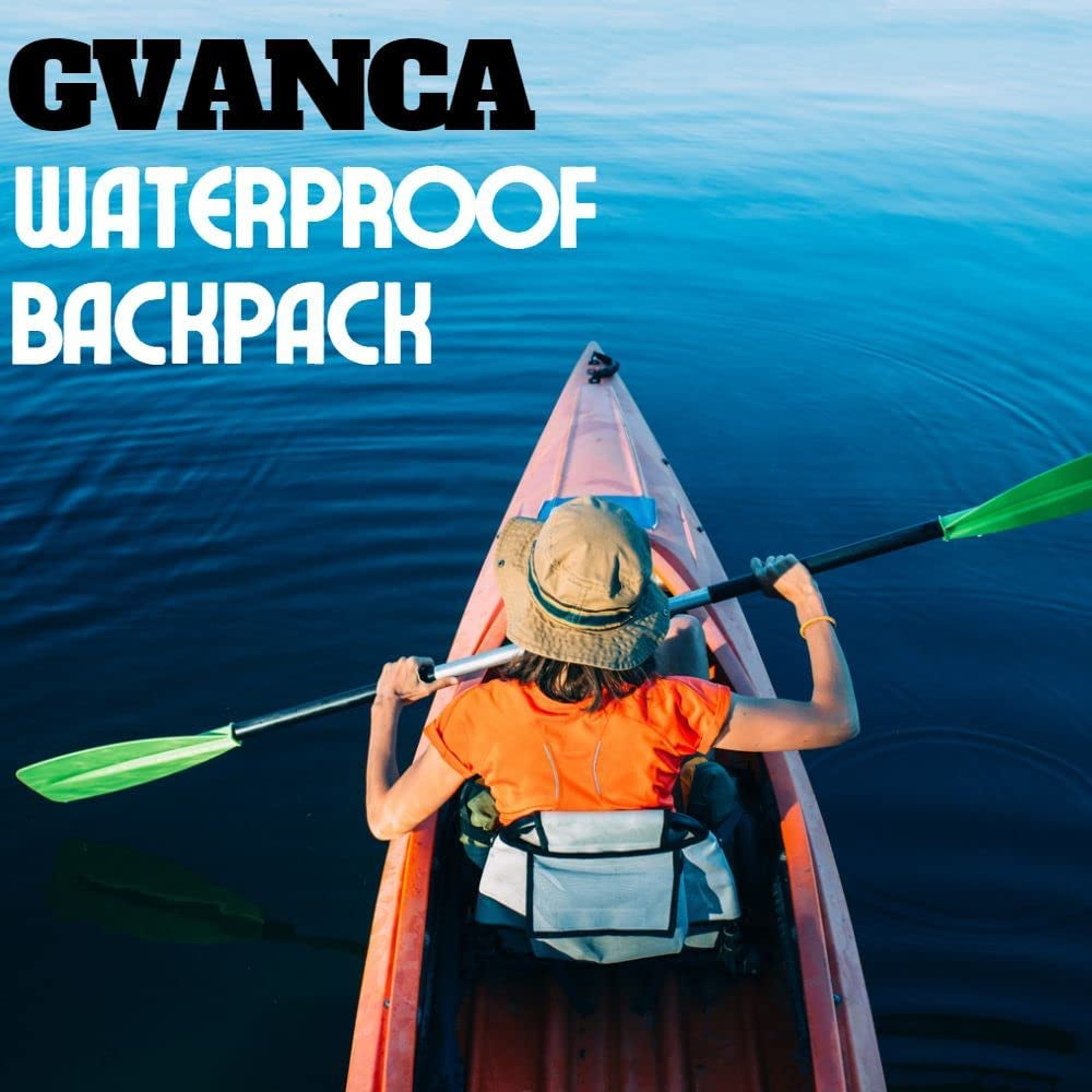 GVANCA Waterproof Dry Bag Backpack for Kayaking, Roll Top Closure Dry Backpack for Kayak, Dry Sack for Outdoors Water Activities Boating Sailing Canoeing Rafting Diving Fishing and Camping