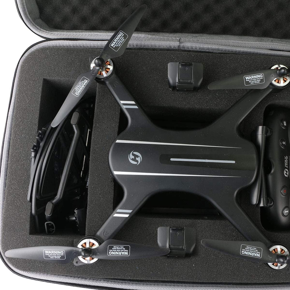 Hard Travel Case for Holy Stone HS700 FPV Drone 1080P HD Camera Live Video GPS Return Home RC Quadcopter (Black Case -Size 2)