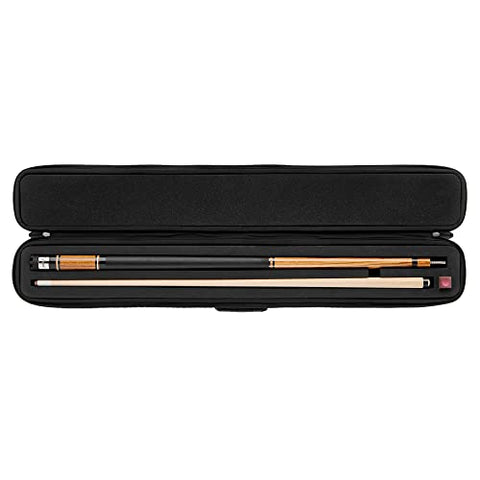 Casemaster Parallax Billiard/Pool Cue Case 600D Oxford Heavyweight Polyester Fabric and Padded Interior, Holds 1 Complete 2-Piece Cue (1 Butt/1 Shaft), Black with Black Trim