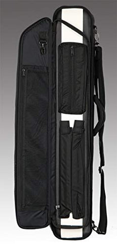 LUCASI Tournament Pro 4x8 Pool Cue Case - Holds 4 Cues + Jump Break, Extensions, (Black, White, Tan, 4x8) LC1048W