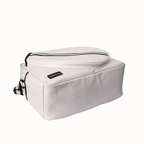 Remobia Hicol White PU Leather Women Large Sports Handbag Tennis Racket Shoulder Bag Tennis Tote Bag with Front Pocket for Tennis Racket, Pickleball Paddles, Padel Rackets, Badminton Racquet