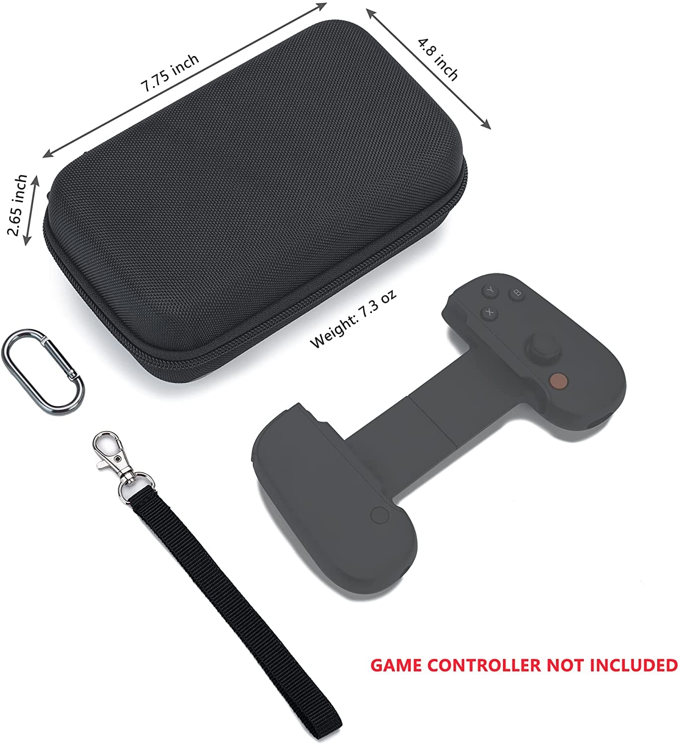 Case Compatible with Backbone One Gaming Controller, Carrying Case, Nylon Hard Shell, Shockproof Storage Case, with Wristband, Keychain, Elastic Pocket (Black)