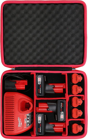 Carrying Case Replacement for Milwaukee M12 M18 18V Battery and Charger - Holds 12V M18 18V 2.0/3.0/4.0/5.0/6.0/6.5/8/9.0/12.0-Ah Battery, Charger
