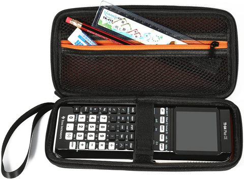 Hard Graphing Calculator Case Compatible with Texas Instruments TI-84 plus CE/TI-84 Plus/Ti-83 plus Ce/Casio Fx-9750Gii, Extra Zipped Pocket for USB Cables, Manual, Pencil, Ruler, Black