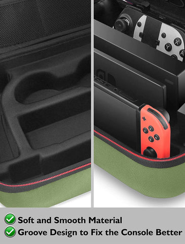 Portable Full Protection Hard Shell Switch Case for Nintendo Switch/Switch OLED Model, Soft Lining and  Accessories 