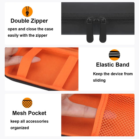 Carrying Case ​For Apple Magsafe Charger Battery Pack, Hard Travel Organize Bag for Mag Safe Magnetic Power Bank for Iphone 13/13 Pro, Extra Mesh Pocket Fits Power Adapter, Black+Orange