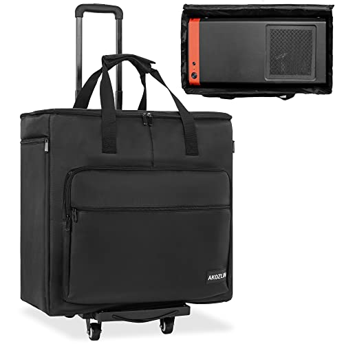 AKOZLIN Desktop Gaming Computer Tower PC Carrying Case with Detachable Cart Travel Storage Bag for Host, Keyboard and Mouse with Portable Dolly Black