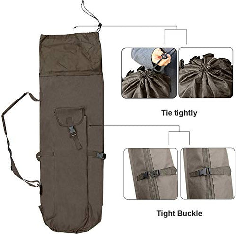 Allnice Durable Canvas Fishing Rod & Reel Organizer Bag Travel Carry Case Bag- Holds 5 Poles & Tackle (Khaki)