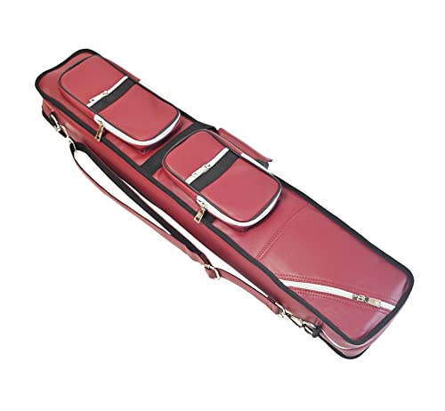 ICZW 4x8 Pool Cue Case Billiard Stick Carrying Case Leatherette Soft Cue Bag Hold 4 Butt 8 Shaft Red