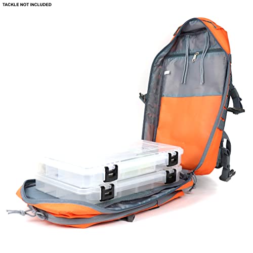 Portable Folding Fishing Rod Carrier Canvas Bag for Reels and Tackles, Adjustable Straps, Size: 4, Orange