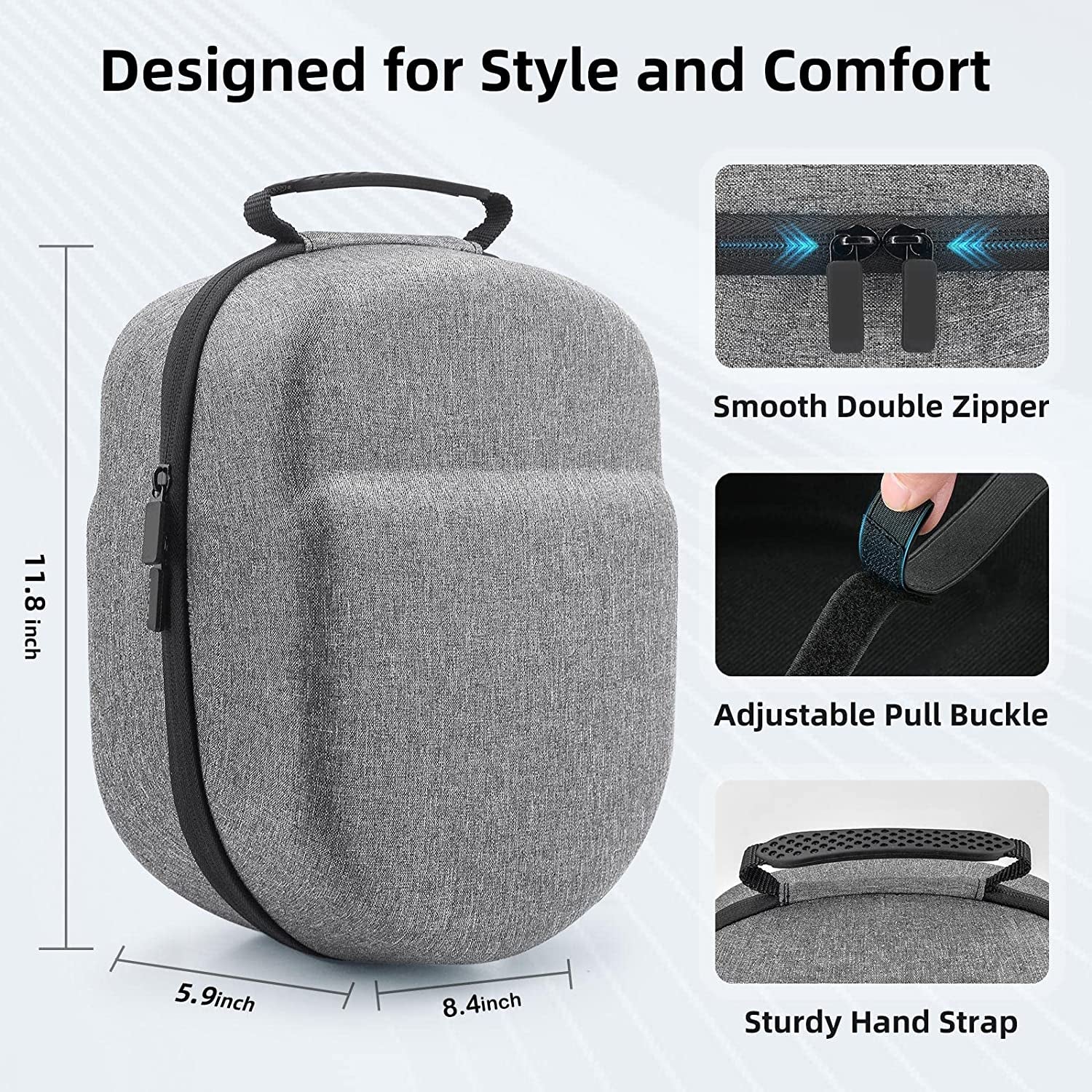 Retear Carrying Case for Meta/Oculus Quest 2 Accessories, Fits Elite Strap Battery Version and Kiwi Design/Bobovr Headstrap, Lightweight and Portable Full Protection for Travel and Home Storage