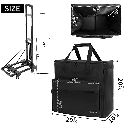 AKOZLIN Desktop Gaming Computer Tower PC Carrying Case with Detachable Cart Travel Storage Bag for Host, Keyboard and Mouse with Portable Dolly Black
