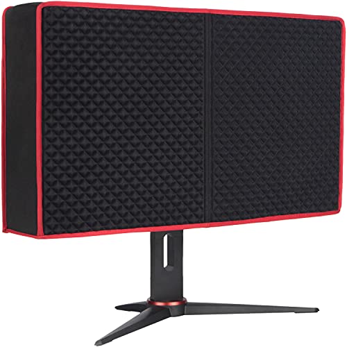 Jubmach Premium Gaming Monitor Cover | 27 Inch | Dust, Water & Cat Resistant Red & Black Monitor Covers for Desktops Gaming PC Computer Monitor Dust Cover Decor Size 27”