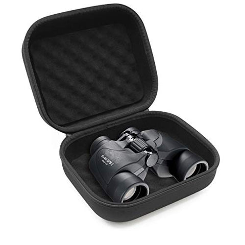 Protective Binoculars Case with Impact-Absorbing Foam Interior - Hard Shell Binocular Case with Reinforced Zippers, Comfortable Rubber Travel Handle and Accessory Bag