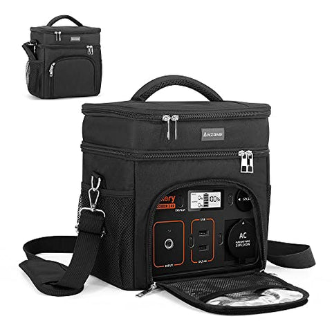 ANZOME Portable Power Station Carrying Case, Window-design Easy to use, Travel Storage Bag with Waterproof Bottom, Compatible with Jackery Explorer 160/240/300/Anker 521 , 9 x 7.5 x 11 inches