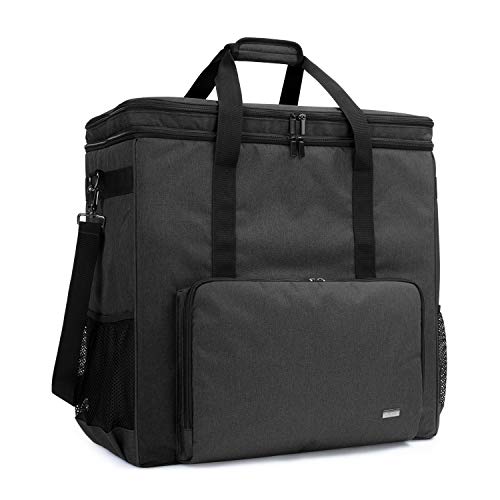 CURMIO Double-Layer Carrying Case for Computer Tower, Desktop Computer Travel Storage Tote Bag for PC Chassis, Keyboard, Cable and Mouse, Headphone, Bag Only, Black