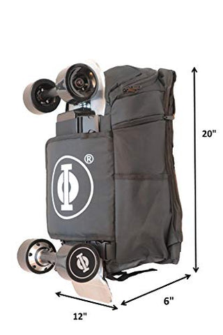 GoRide Electric Skateboard or Regular Skateboard Longboard Backpack Bag Carrier for Any Size Board with Laptop Case and Large Storage Compartments for School, Work, or College Tech (Black)