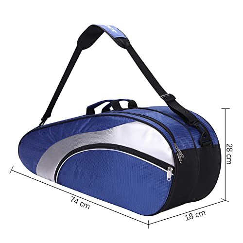 ITODA Tennis Racquet Cover Bag, 3-6 Rackets Badminton Paddle Carry Case Waterproof Dustproof Separation Shoes Pocket Storage Bag with Adjustable Shoulder Strap Outdoor Sports