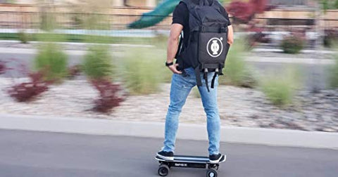 GoRide Electric Skateboard or Regular Skateboard Longboard Backpack Bag Carrier for Any Size Board with Laptop Case and Large Storage Compartments for School, Work, or College Tech (Black)
