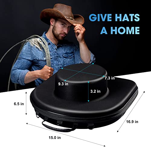 MOSLA Hat Box Travel Fedora Case Universal Size Hat Carrier,Sleek Hat Storage Case Easily Straps to Suitcase or Carried on Shoulders,Travelling Hat Boxes Gift Idea for Men Black