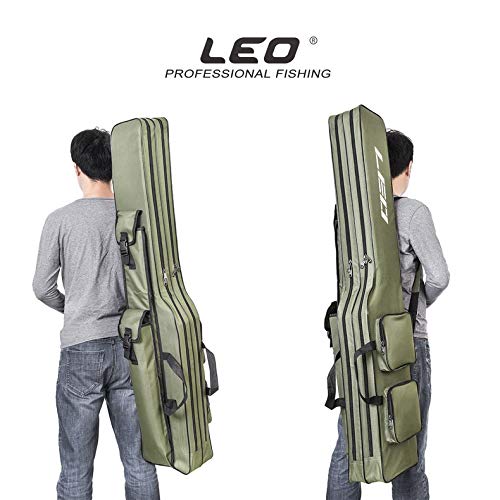 Portable Fishing Rod Bag, Fishing Tackle Carry Case Bag Abrasion Resistance  Portable Oxford Cloth Waterproof for Gift (Khaki)