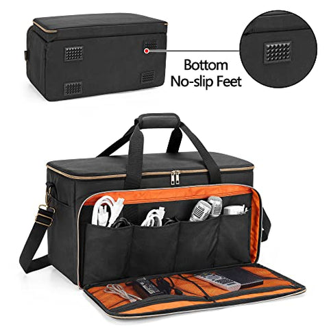 Trunab Large Travel DJ Cable File Bag with Inner Detachable Divider and Padded Compartment for 15.6” Laptop, Cable Organizer Bag for Cords, Sound Equipment, DJ Gear, Musician Accessories