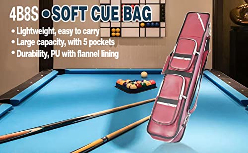 ICZW 4x8 Pool Cue Case Billiard Stick Carrying Case Leatherette Soft Cue  Bag Hold 4 Butt 8 Shaft Black
